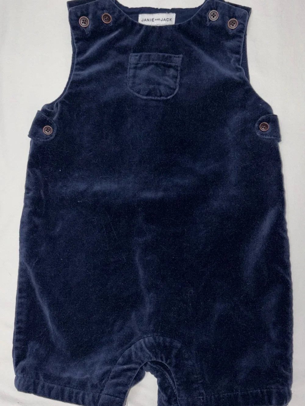 Janie and Jack navy velvet Jon Jon sz 3-6 months EUC